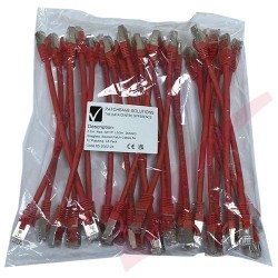 20cm Cat6a S/FTP LSZH Snagless Boot Patch Cables 24 Pack Red