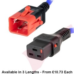 Duel Locking C19 to C20 16A Power Cables Blue