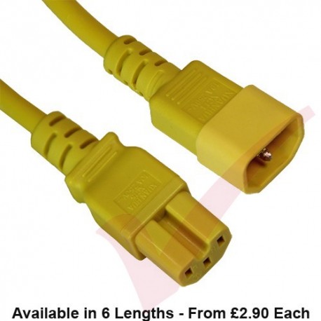 C14 to C15 HOT Condition Power Extension Cables Yellow