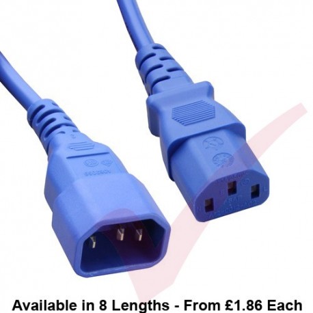 C13 to C14 High Grade H05VV-F Power Cable Blue