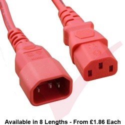 C13 to C14 High Grade H05VV-F Power Cable Red