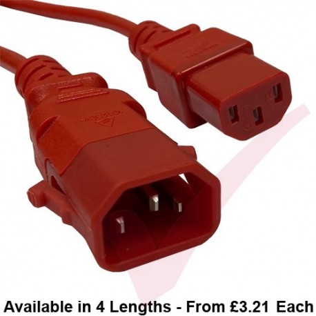 C13 to C14 'P-Lock' Power Cable Red