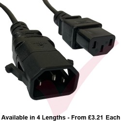 C13 to C14 'P-Lock' Power Cable Black