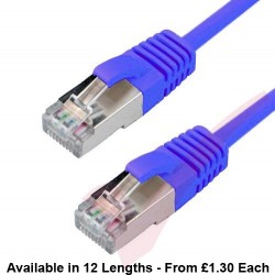 Cat6a Slim U/FTP Small Diameter Snagless Booted Patch Cables Blue