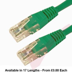 Cat6 Patch Cables RJ45 UTP High Grade PVC Flush Booted Green