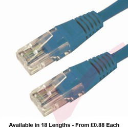 Cat6 Patch Cables RJ45 UTP High Grade PVC Flush Booted Blue