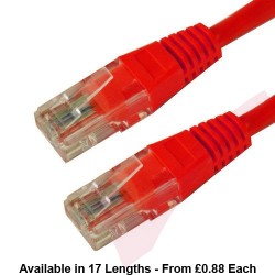 Cat6 Patch Cables RJ45 UTP High Grade PVC Flush Booted Red