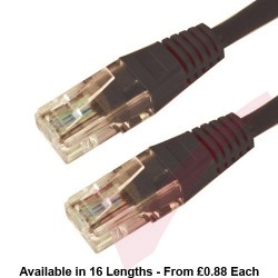 Cat6 Patch Cables RJ45 UTP High Grade PVC Flush Booted Black