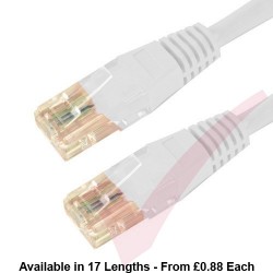 Cat6 Patch Cables RJ45 UTP High Grade PVC Flush Booted White