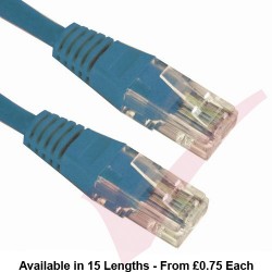 Cat5e Patch Cables Enhanced RJ45 UTP PVC Flush Booted Blue