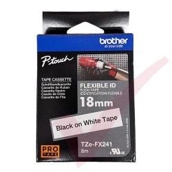 Brother 18mm Wide Tape Black On White Flexible ID Laminated TZEFX-241