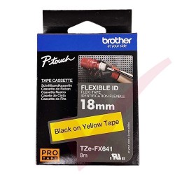 Brother 18mm Wide Tape Black On Yellow Flexible ID Laminated TZEFX-641
