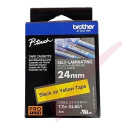 Brother 24mm Wide Tape Black On Yellow Self Laminating TZESL-651
