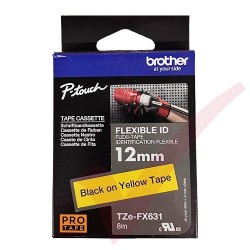 Brother 12mm Wide Tape Black On Yellow Flexible ID Laminated TZEFX-631 