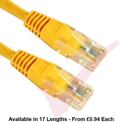 Cat5e Patch Cables RJ45 UTP High Grade PVC Flush Booted Yellow
