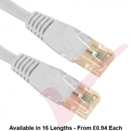 Cat5e Patch Cables RJ45 UTP High Grade PVC Flush Booted White