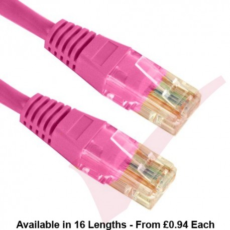 Cat5e Patch Cables RJ45 UTP High Grade PVC Flush Booted Pink