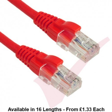 Excel Cat5e Patch Cables RJ45 UTP LSZH Snagless Booted Red