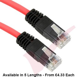 Cat5e Patch Cables Crossover RJ45 UTP PVC Black Booted Red