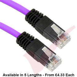 Cat5e Patch Cables Crossover RJ45 UTP PVC Black Booted Purple