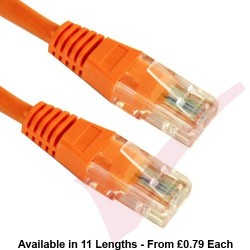 Cat5e Patch Cables Enhanced RJ45 UTP PVC Flush Booted Orange