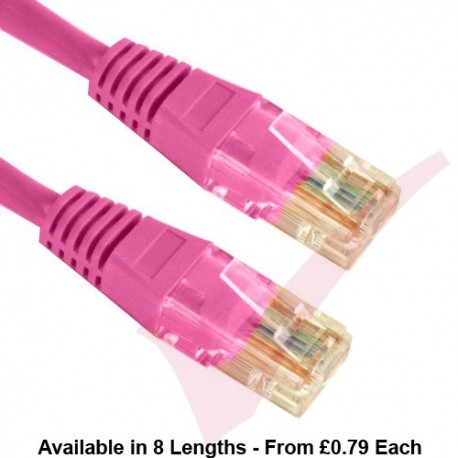 Cat5e Patch Cables Enhanced RJ45 UTP PVC Flush Booted Pink