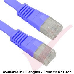Cat5e Patch Cables Flat RJ45 UTP LSZH Flush Booted Blue