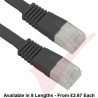 Cat5e Patch Cables Flat RJ45 UTP LSZH Flush Booted Black