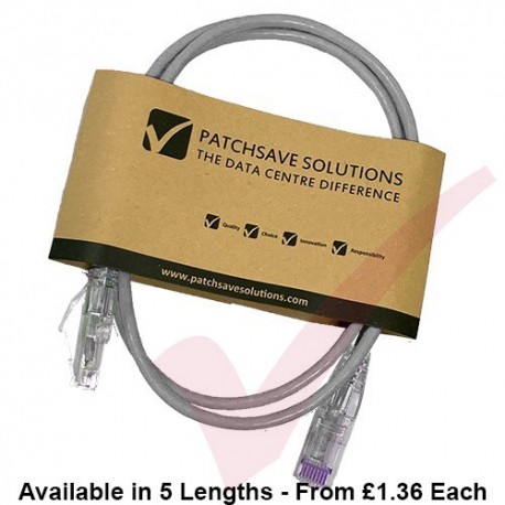 Cat6 Slim U/UTP Small Diameter Snagless Booted Patch Cables Grey