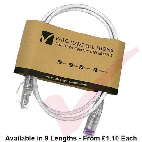 Cat6 Slim U/UTP Small Diameter Snagless Booted Patch Cables White