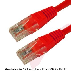 Cat6 Patch Cables RJ45 UTP High Grade PVC Flush Booted Red