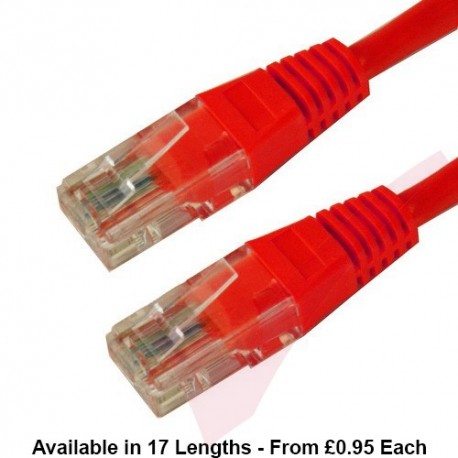 Cat6 Patch Cables RJ45 UTP High Grade PVC Flush Booted Red