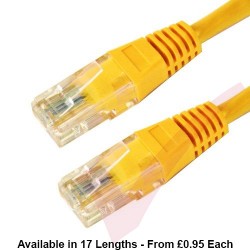 Cat6 Patch Cables RJ45 UTP High Grade PVC Flush Booted Yellow