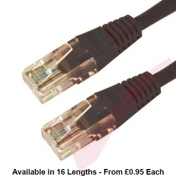 Cat6 Patch Cables RJ45 UTP High Grade PVC Flush Booted Black