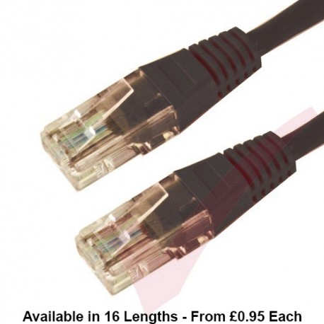 Cat6 Patch Cables RJ45 UTP High Grade PVC Flush Booted Black