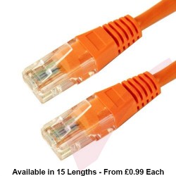 Cat6 Patch Cables RJ45 UTP High Grade PVC Flush Booted Orange