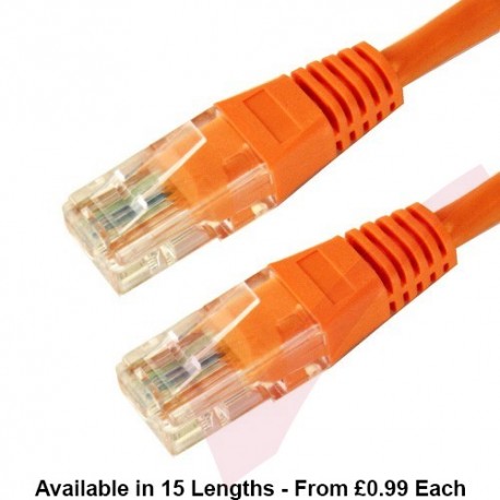 Cat6 Patch Cables RJ45 UTP High Grade PVC Flush Booted Orange