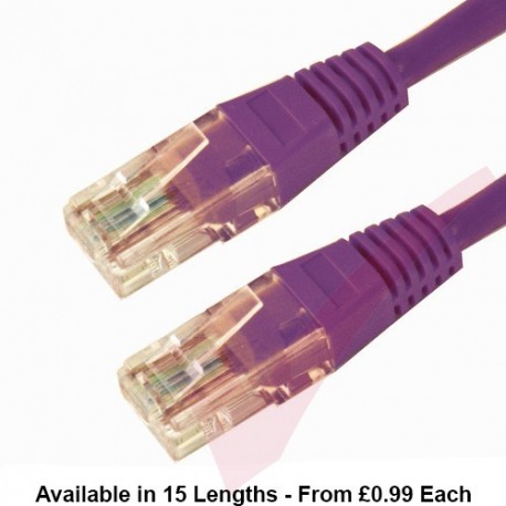 Cat6 Patch Cables RJ45 UTP High Grade PVC Flush Booted Purple