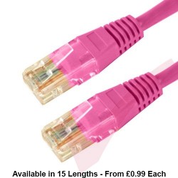 Cat6 Patch Cables RJ45 UTP High Grade PVC Flush Booted Pink