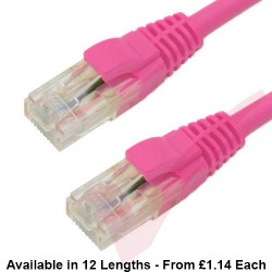 Cat6 Patch Cables RJ45 UTP Premium LSZH Snagless Booted Pink