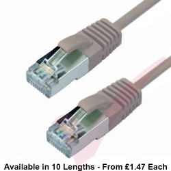 Cat6a Slim U/FTP Small Diameter Snagless Booted Patch Cables Grey