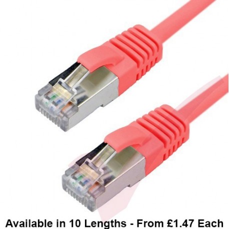 Cat6a Slim U/FTP Small Diameter Snagless Booted Patch Cables Red