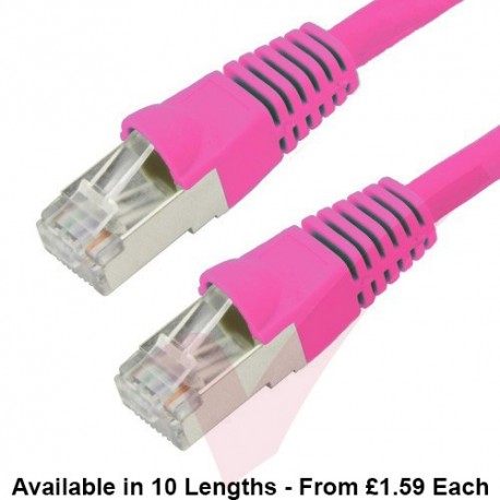 Cat6a Patch Cables RJ45 S/FTP (10G) Premium LSZH Bubble Booted Pink