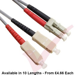 LC to SC Fibre Patch Cables OM1 Multimode Duplex Grey