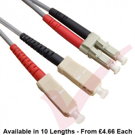 LC to SC Fibre Patch Cables OM1 Multimode Duplex Grey