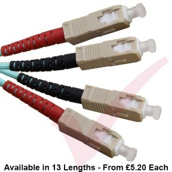 SC to SC Fibre Patch Cables OM3 Multimode Duplex Aqua Blue