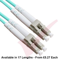 LC to LC Fibre Patch Cables OM4 Multimode Duplex Aqua Blue