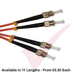 ST to ST Fibre Patch Cables OM3 Multimode Duplex Orange