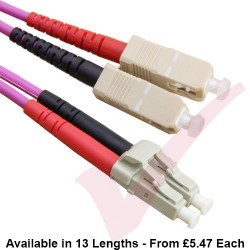 LC to SC Fibre Patch Cables OM4 Multimode Duplex Violet