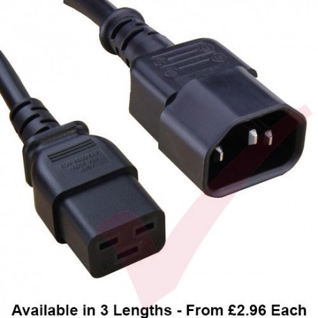 C14 to C19 High Grade H05VV-F 16A Power Cables Black